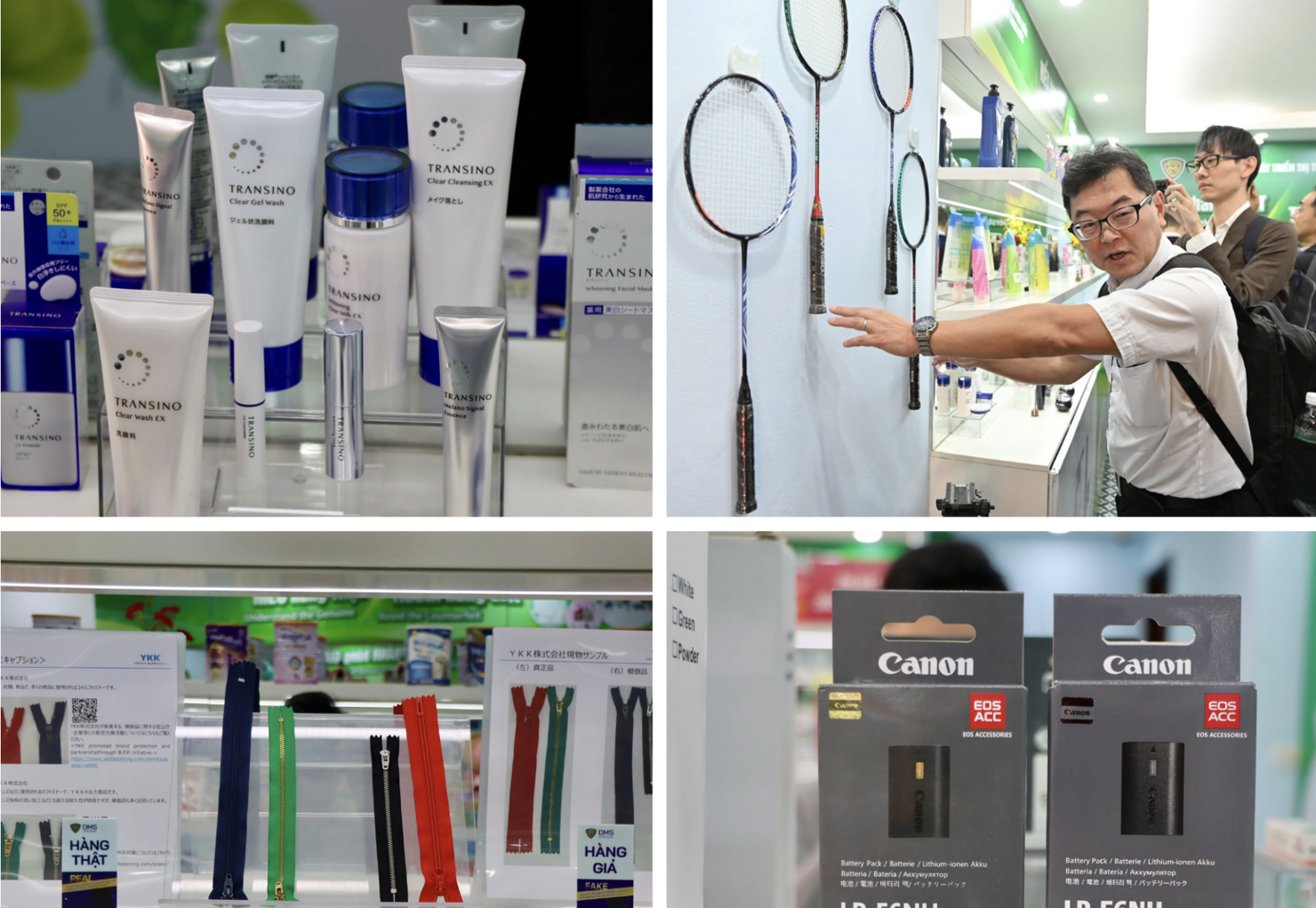 Trên 500 sản phẩm thật - giả, được lực lượng quản lý thị trường thu thập trong quá trình kiểm tra, xử lý vi phạm cũng như các đại diện chủ thể quyền nhãn hiệu chính hãng phối hợp cung cấp.